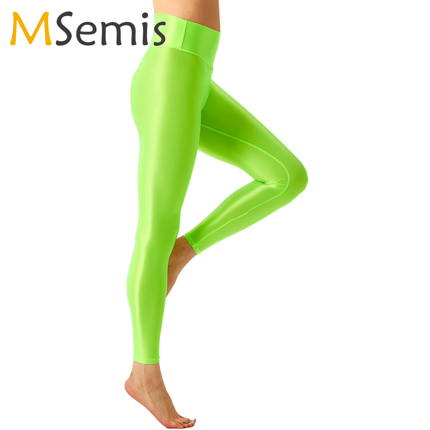 Pilates Yoga Legging - Women Glossy Ballet Leggings Elastic Waistband