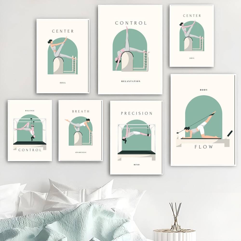 Flow Yoga Pilates - Minimal Pilates Workout Illustration Poster Control