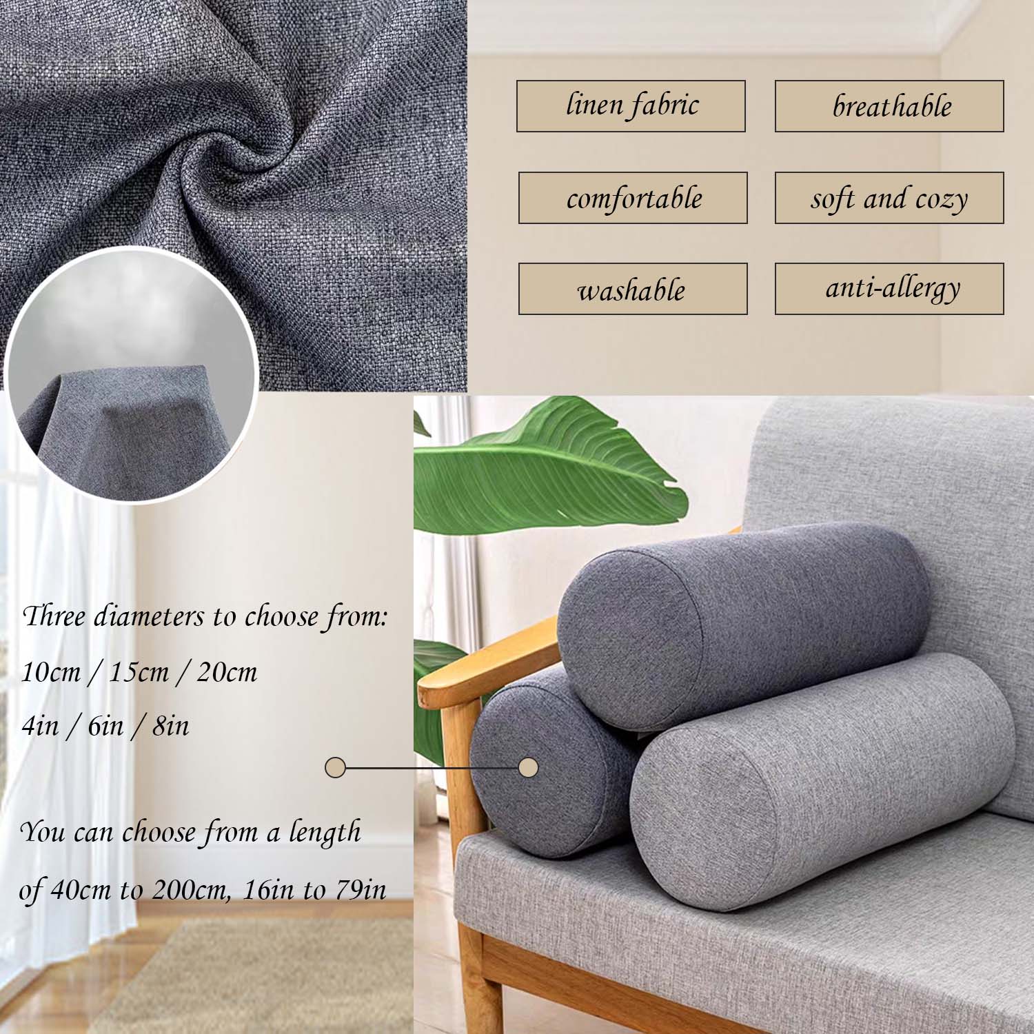 Foam Roll Pillow for Knee/Leg/ - Bolster Cushion Round ulasan dan harga