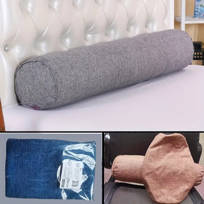 1pc Linen Body Pillow Cover, L - Bolster Cushion Round ulasan dan harga