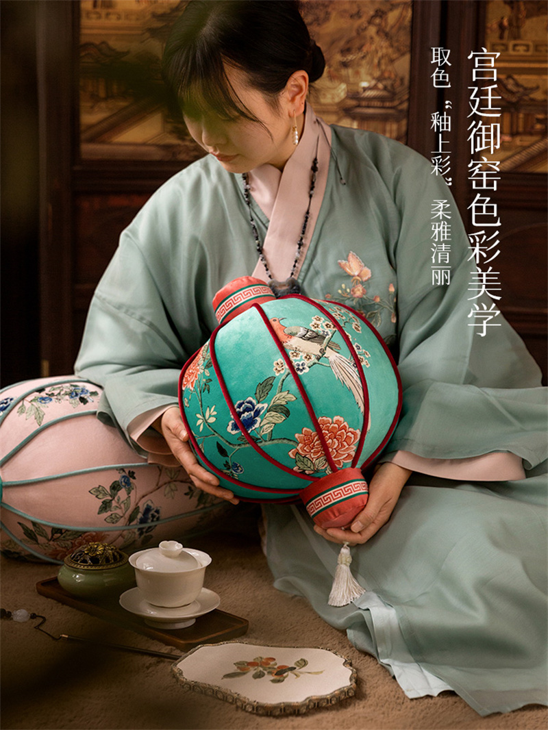 Lantern Pillow New Chinese Flo - Bolster Cushion Round ulasan dan harga